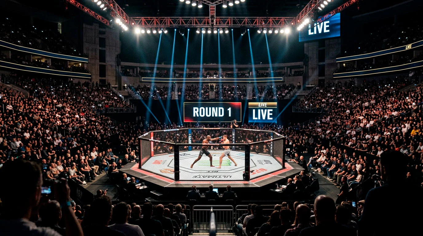 UFC octagon during a fight night event showing the range of betting markets available to UK punters